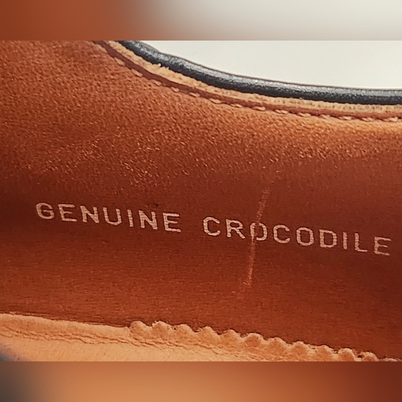 Calzoleria Toscana $1,395 Eduardo Genuine Crocodile Shoes Black SZ 44 Italy Made - Picture 8 of 16